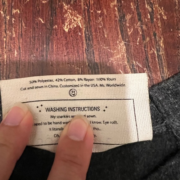 Dark grey beaded and sequin fleece crewneck - Picture 5 of 9